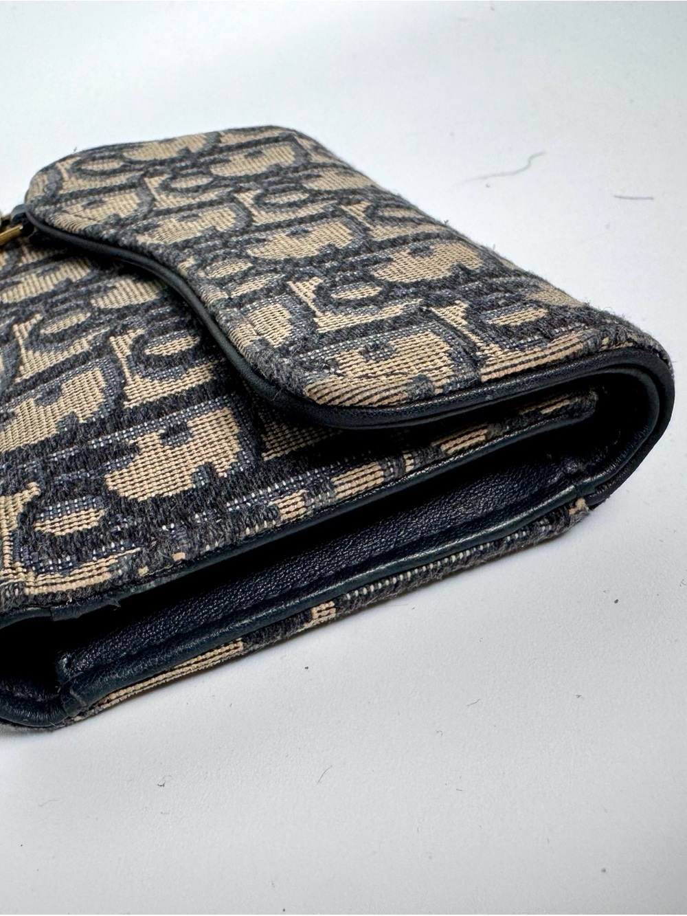 Christian Dior Saddle Lotus Wallet blue Dior Oblique jacquard pattern and gold D - Picture 5 of 5